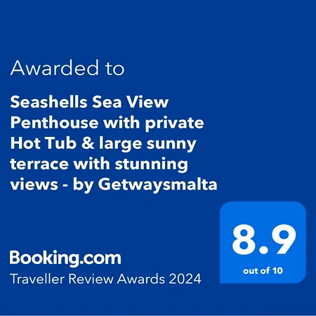 Seashells Sea View Penthouse With Private Hot Tub & Large Sunny Terrace With Stunning Views - By Getwaysmalta